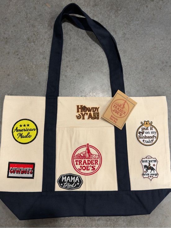 Trader Joe'S Handbags - One of a Kind Trader Joe’s Canvas Tote NWT Handmade Western Patch Bag